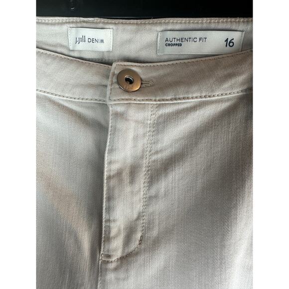 J. Jill Authentic Fit Cropped Jeans Fringe Raw Hem Pebble Cream Plus Size 16 - Picture 4 of 7